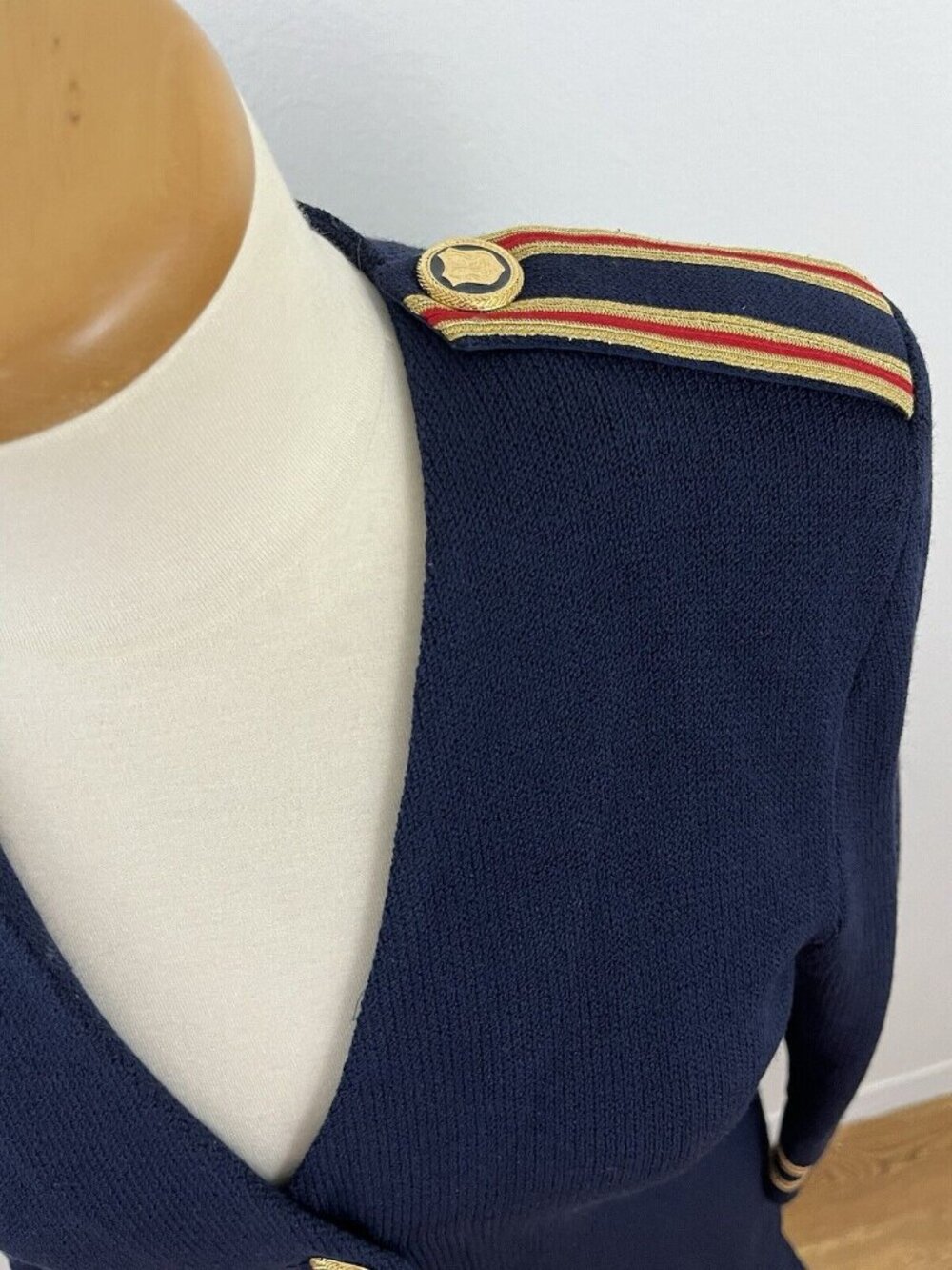 St. John Santana Knit 2pc Pleated Skirt Suit Set Nautical Braid Trim Jacket 6 - Picture 4 of 14